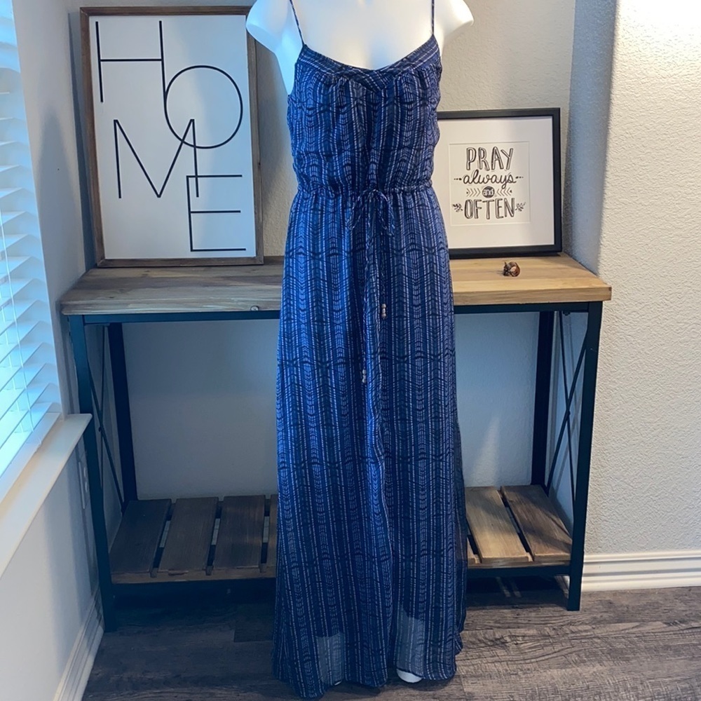 WILLOW & CLAY Boho Navy Maxi Dress Size S